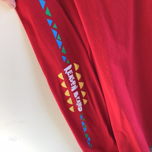 Reason brand Sz Medium Tee red cotton long sleeves Power to the People graphics - Picture 8 of 10